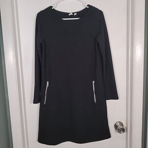 Gap Women's S Black Sweater Sheath Dress Zippered Pockets Knee Length Stretch